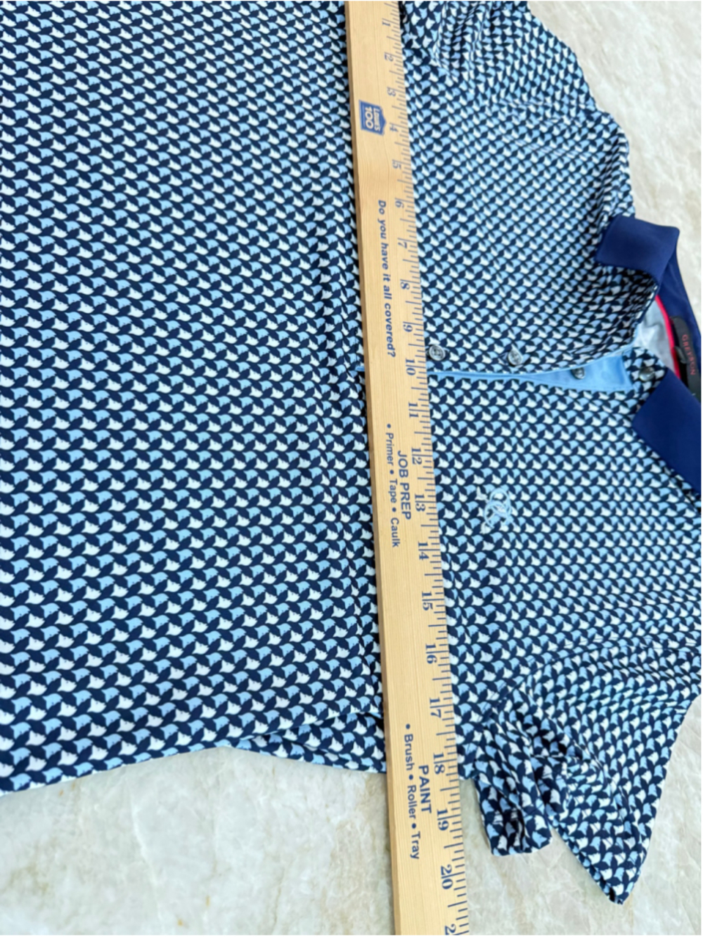 Greyson woman’s polo Shirt Size M Blue White wolf Patterned Golf Shirt, cc embro - Picture 5 of 11